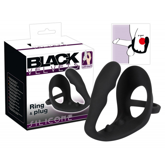 Black Velvet hullámos análtágító péniszgyűrűvel