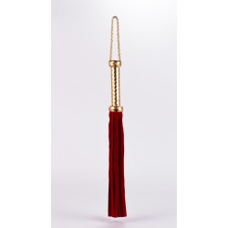 Flogger with Metallic Leather Handle and Suede Leather Tails Red 18