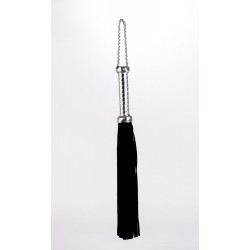 Flogger with Metallic Leather Handle and Suede Leather Tails Black 18