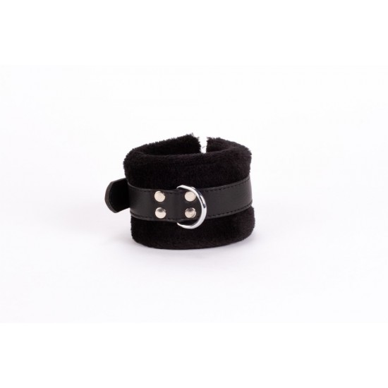 Handcuff Design Made in Calf Softy Leather and Puffed Fur Black