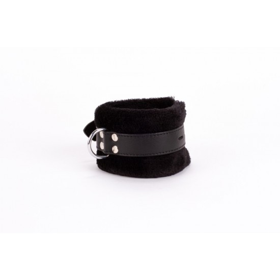 Handcuff Design Made in Calf Softy Leather and Puffed Fur Black