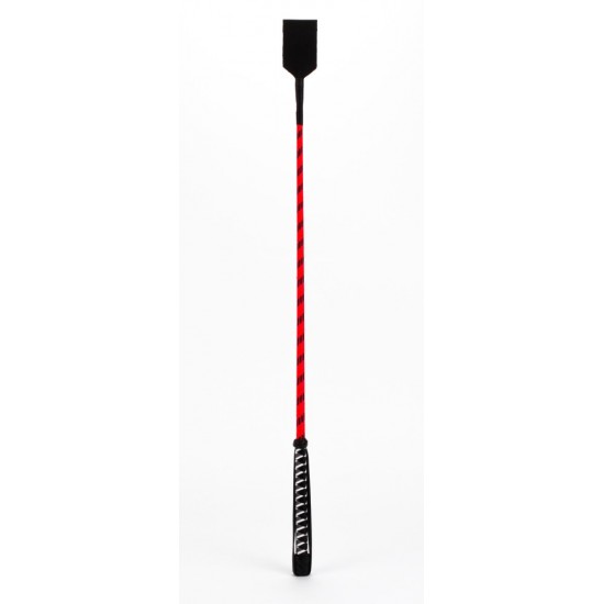 Nylon Stick with Neon Strip and Goat Kid Leather Handle Nubuck Leather Top Red