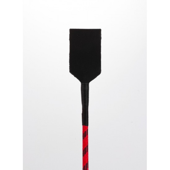 Nylon Stick with Neon Strip and Goat Kid Leather Handle Nubuck Leather Top Red