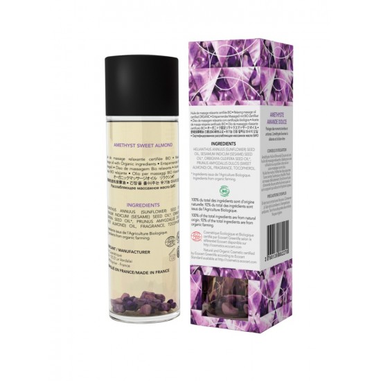 Organic Massage Oil with stones AMETHYST SWEET ALMOND 100ml