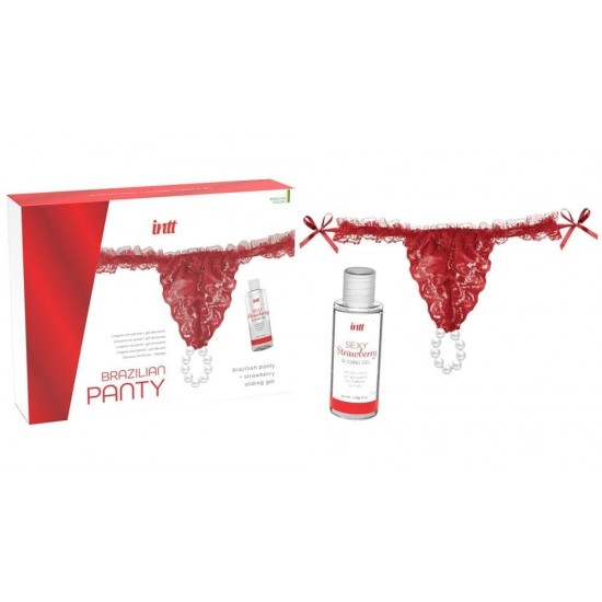 RED BRAZILIAN PANTY + SLINDING GEL
