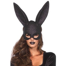 Glitter Masquerade Rabbit Mask Black