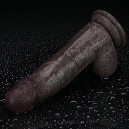 8'' Sliding Skin Pro II Dual Layer Silicone Dong (Black)