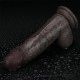 8'' Sliding Skin Pro II Dual Layer Silicone Dong (Black)