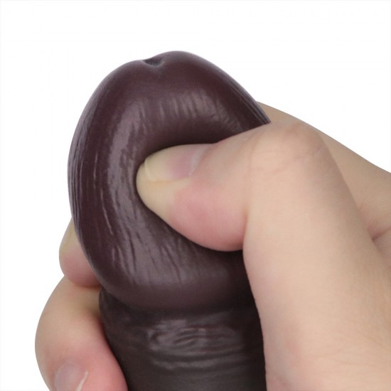 8'' Sliding Skin Pro II Dual Layer Silicone Dong (Black)