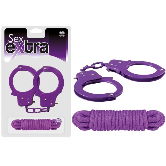 SEX EXTRA - METAL CUFFS & LOVE ROPE PURPLE