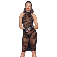 Midi tulle dress with velvet straps in the back - S