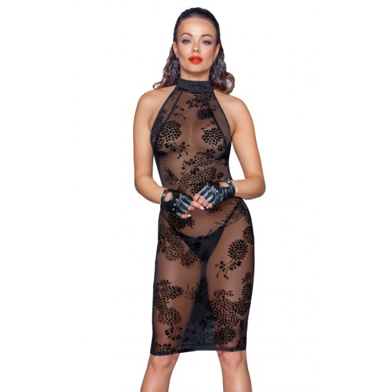 Midi tulle dress with velvet straps in the back - S