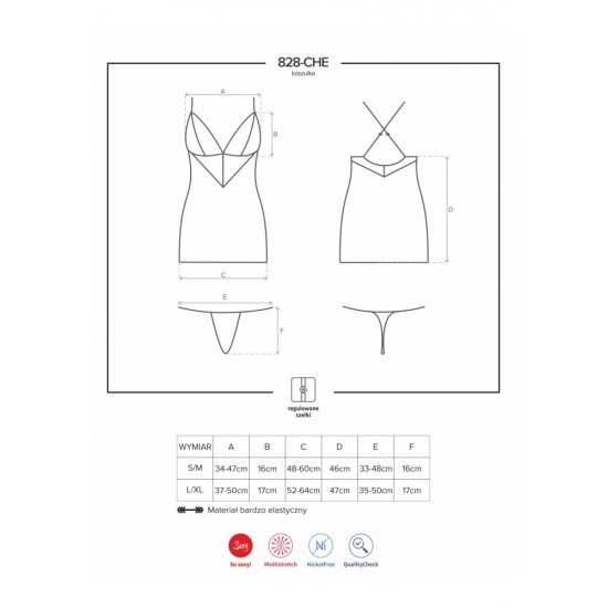 828-CHE-1 chemise & thong S/M