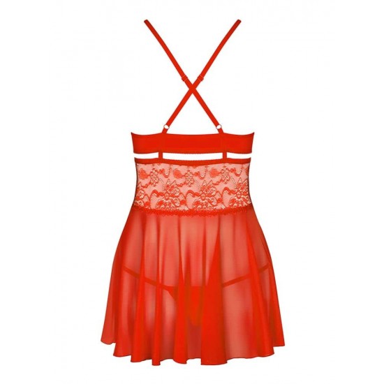 838-BAB-3 babydoll & thong red S/M