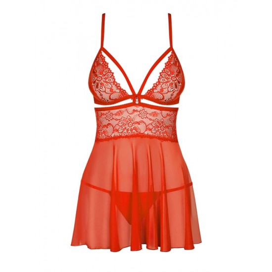 838-BAB-3 babydoll & thong red S/M