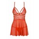 838-BAB-3 babydoll & thong red S/M