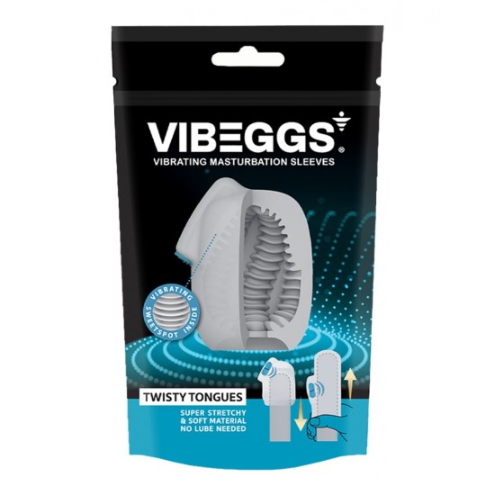 VIBEGGS - Twisty Tongues - Vibrating Masturbation Sleeve - White