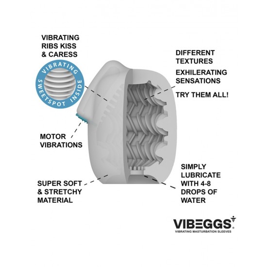 VIBEGGS - Ribs Delight - Vibrating Masturbation Sleeve - White