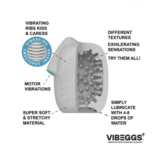 VIBEGGS - Naughty Nubs - Vibrating Masturbation Sleeve - White