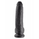 King Cock 9" élethű herés dildó - fekete