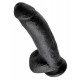 King Cock 9" élethű herés dildó - fekete